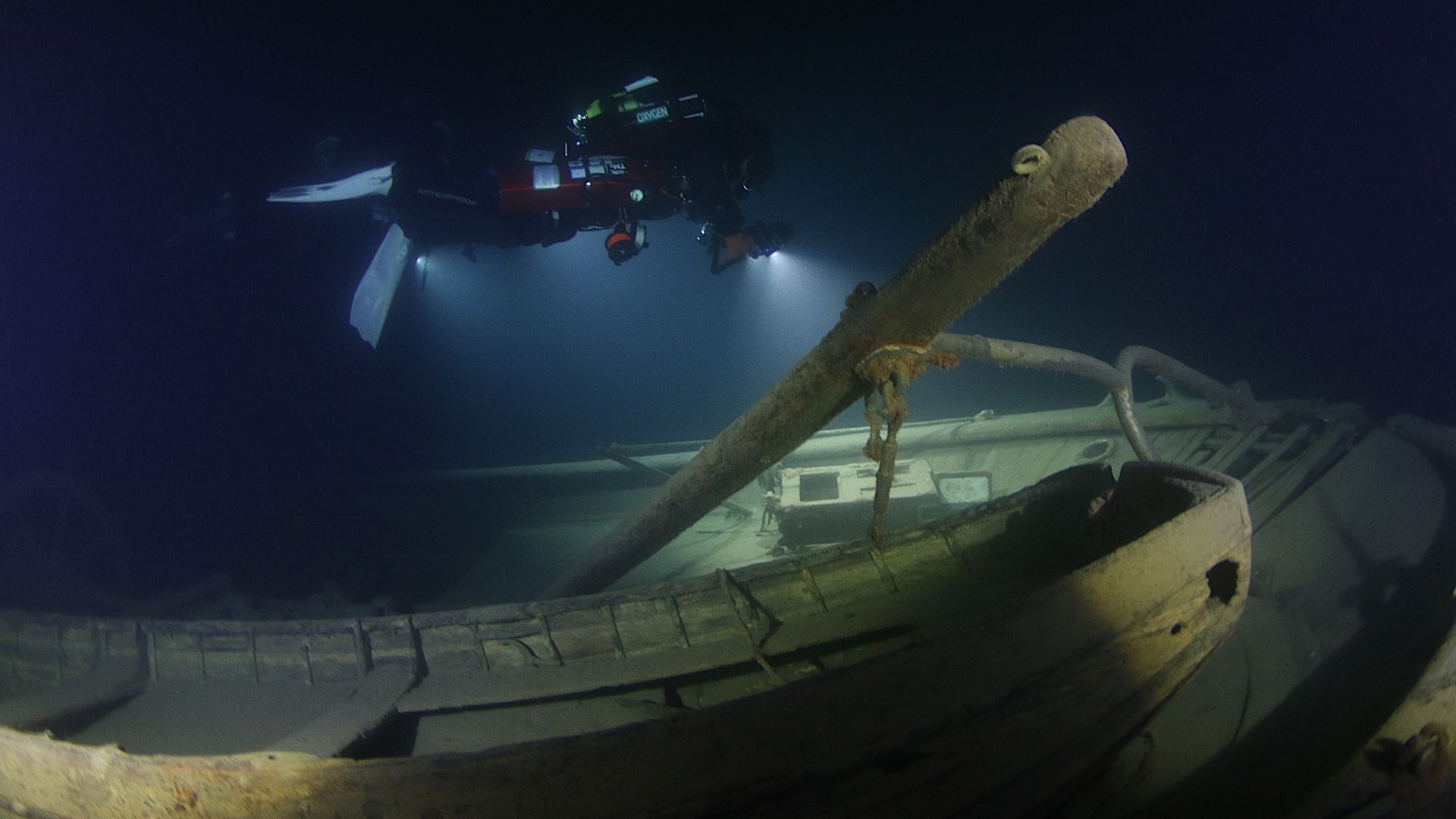 Divers in cold freshwater maintaining buoyancy control